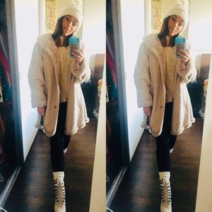 Tan Suede fur winter coat jacket